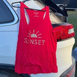 Old Navy Bright Red Graphic Tank Top